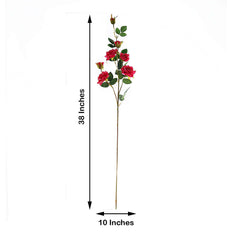 2 Stems 38" Tall Fuchsia Artificial Silk Rose Flower Bouquet Bushes