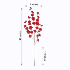 2 Branches 42" Tall Red Artificial Silk Carnation Flower Stems