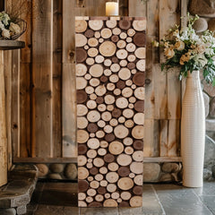 36" Natural Wooden Slices Pillar Prop Pedestal Stand, Rustic Farmhouse Wood Riser Rectangular Plant Stand