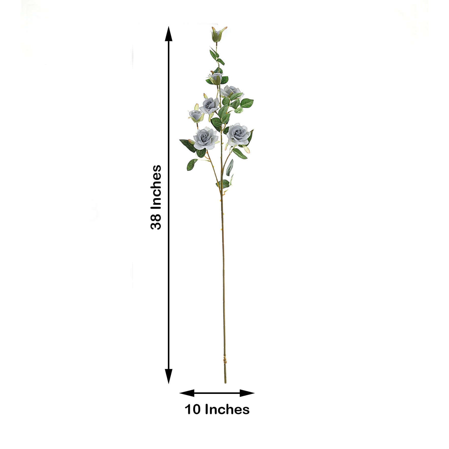 2 Stems 38" Tall Silver Artificial Silk Rose Flower Bouquet Bushes
