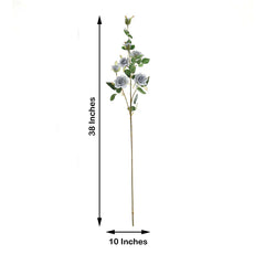 2 Stems 38" Tall Silver Artificial Silk Rose Flower Bouquet Bushes