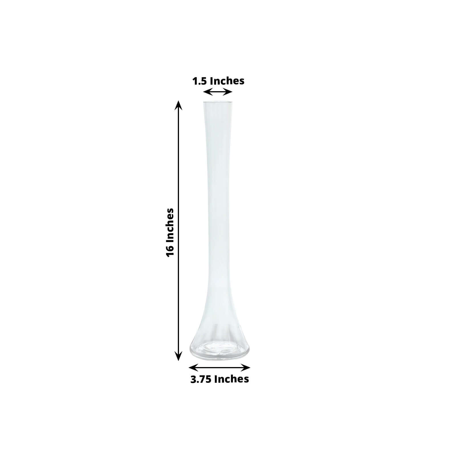 6-Pack Glass Eiffel Tower Vases Clear with Round Base - Tall Skinny Flower Bud Wedding Centerpieces 16"