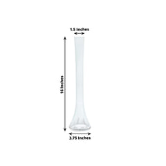 6-Pack Glass Eiffel Tower Vases Clear with Round Base - Tall Skinny Flower Bud Wedding Centerpieces 16"