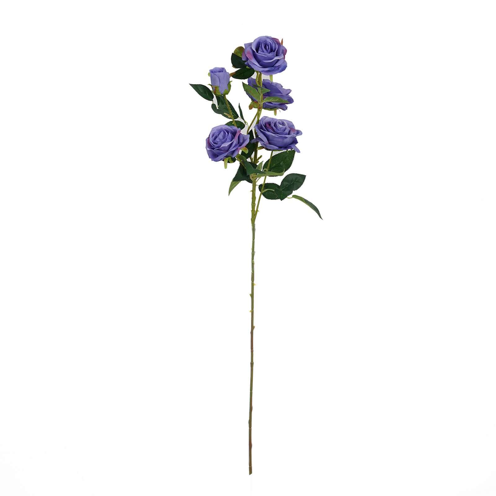 2 Bouquets 33" Tall Violet Artificial Silk Rose Flower Bush Stems