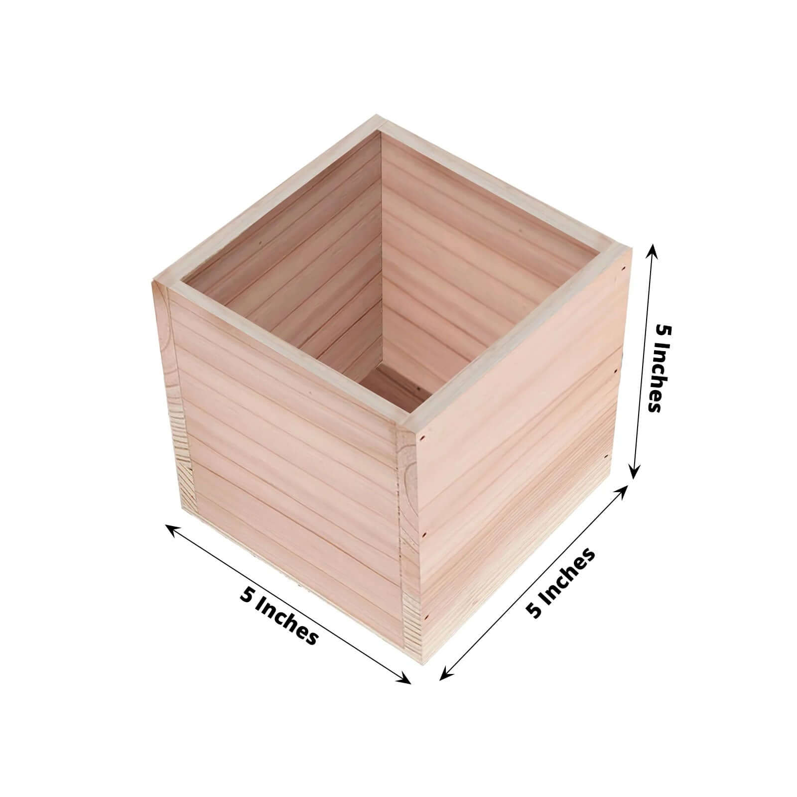2 Pack 5" Square Tan Wood Planter Box Set, Plant Holder With Removable Plastic Liners