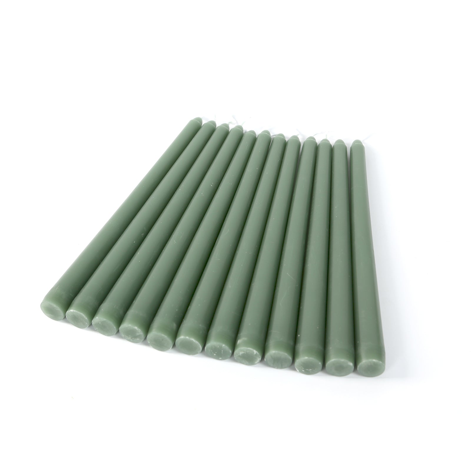 12-Pack Taper Candles Premium Wax Design Dusty Sage Green - Unscented Candles for Upscale Settings 10"
