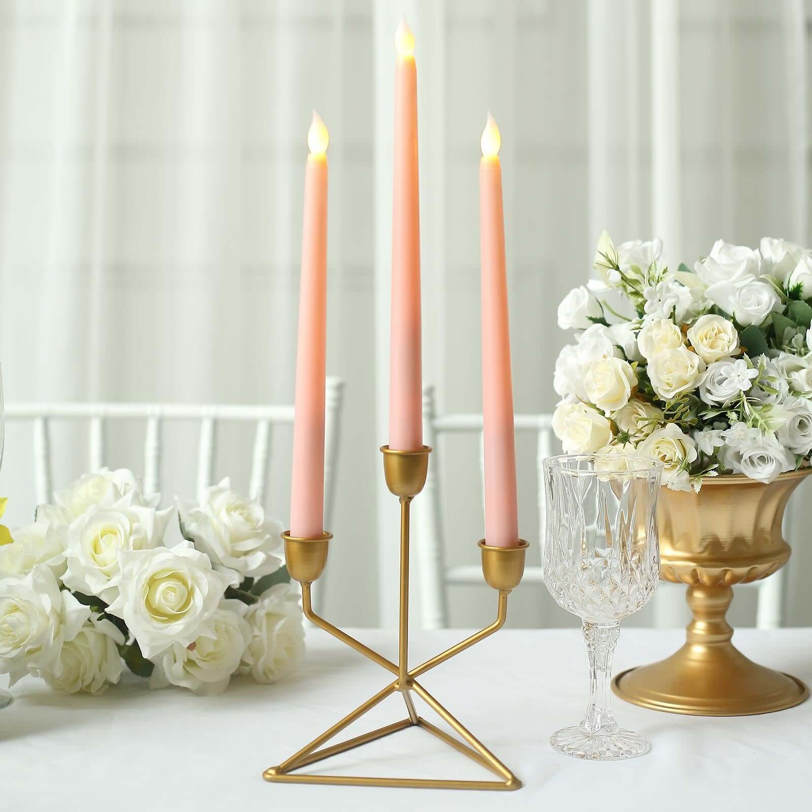 3-Pack LED Decorative Lighting Warm Flickering Blush - Flameless Taper Candles 11"