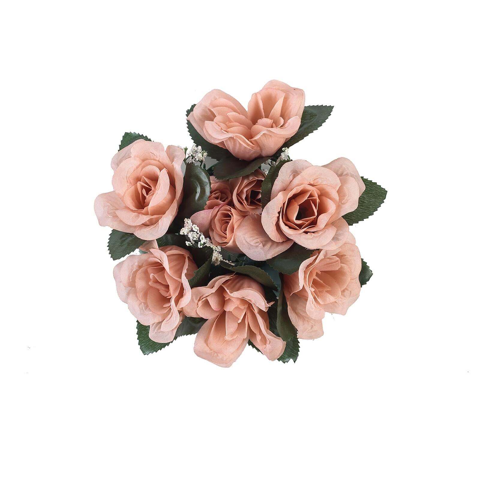 4 Pack 3" Dusty Rose Artificial Silk Rose Flower Candle Ring Wreaths