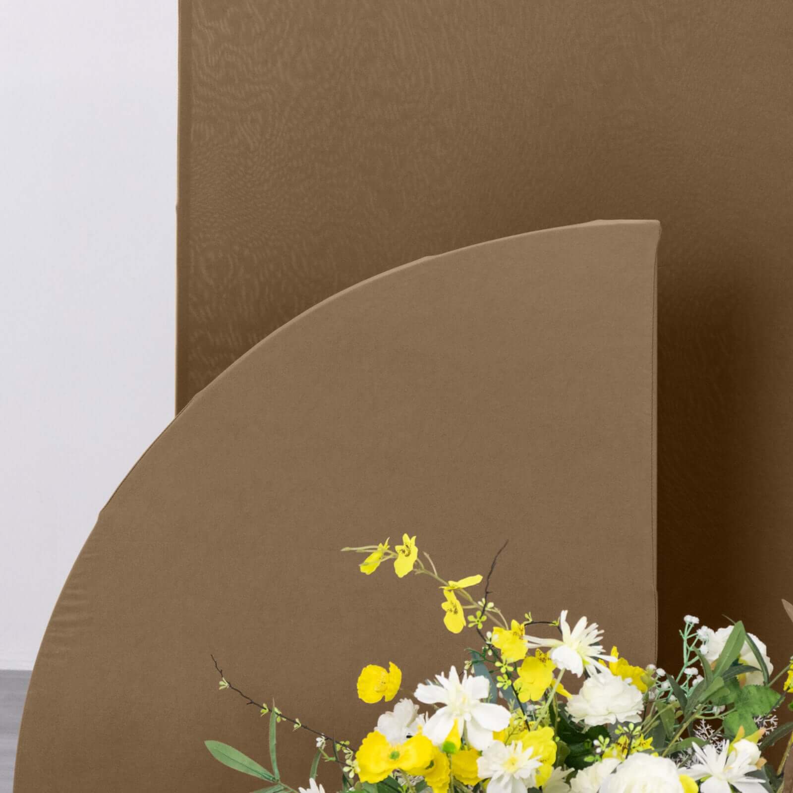 Set of 4 Matte Taupe Spandex Half Moon Chiara Backdrop Stand Covers, Custom Fitted Wedding Arch Covers - 2.5ft,5ft,6ft,7ft