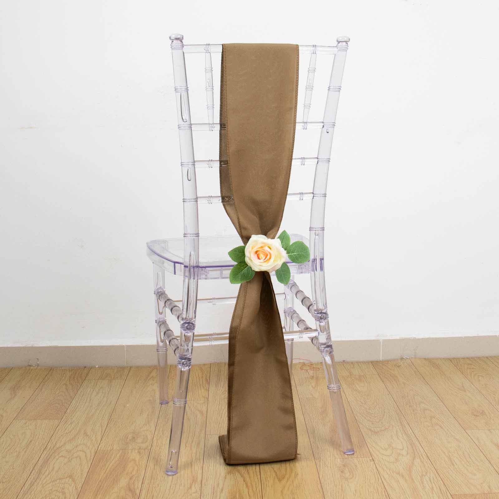 5 Pack Polyester Chair Sashes Taupe 6"x108"