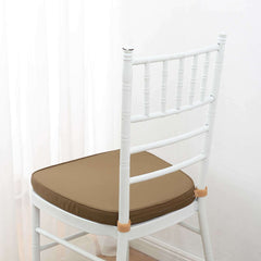 Chiavari Chair Cushion with 1.5" Thick Memory Foam and Ties Taupe - Stylish Removable Cover for Comfort