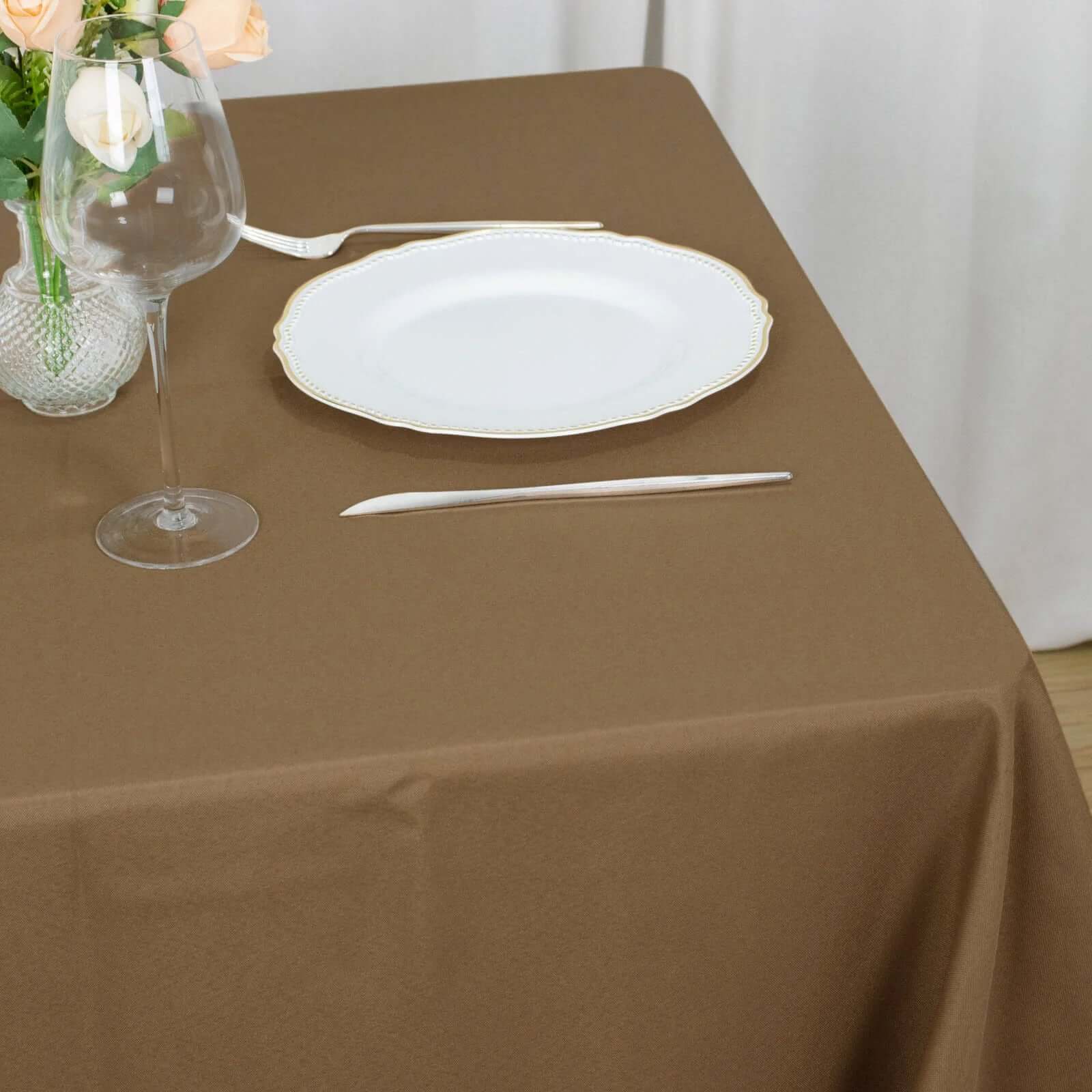 Polyester Square 90"x90" Tablecloth Taupe - Wrinkle-Resistant & Durable Table Cover