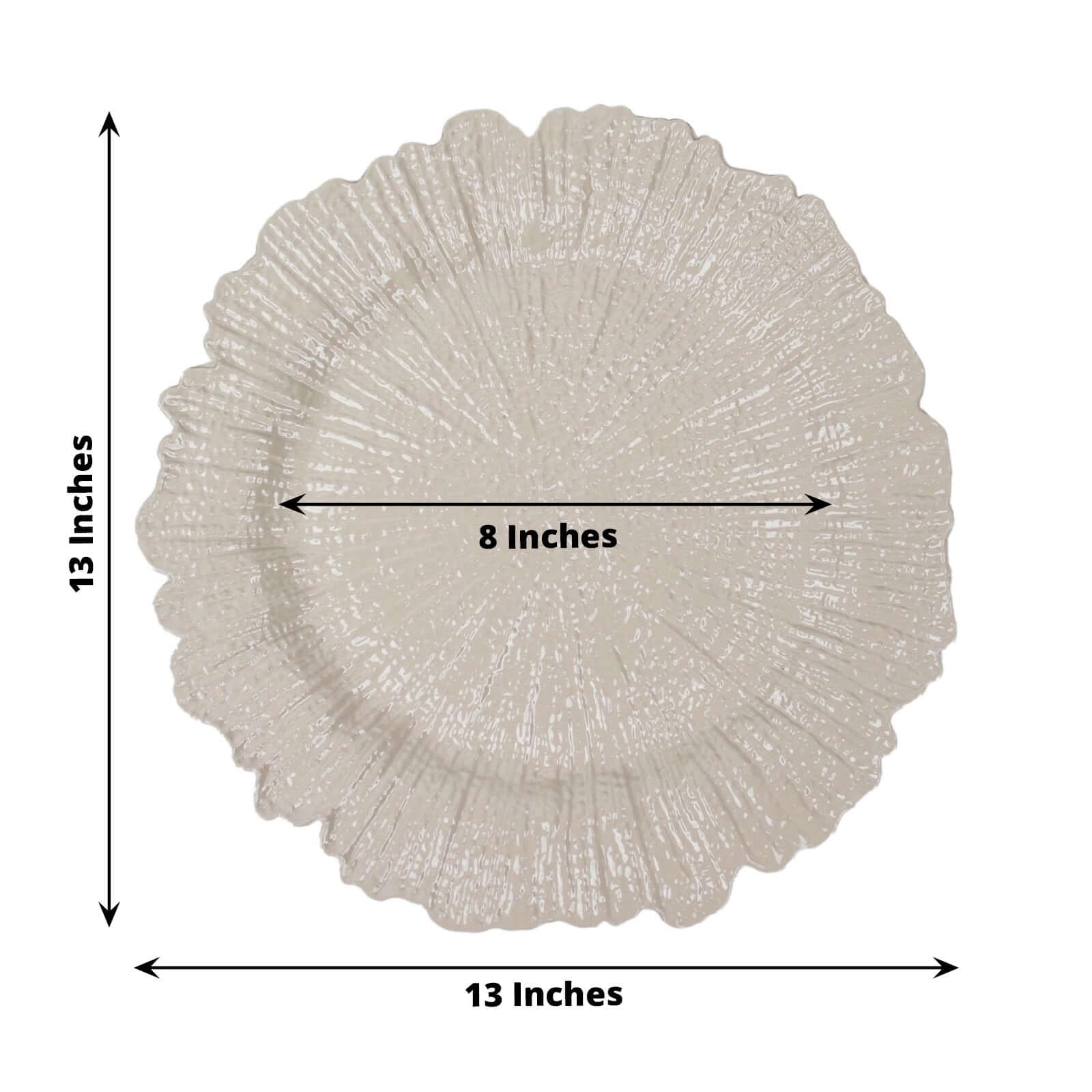 6-Pack Acrylic Plastic Round Charger Plates 13" in Taupe with Reef Design, Dinner Charger Tableware