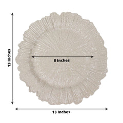 6-Pack Acrylic Plastic Round Charger Plates 13" in Taupe with Reef Design, Dinner Charger Tableware