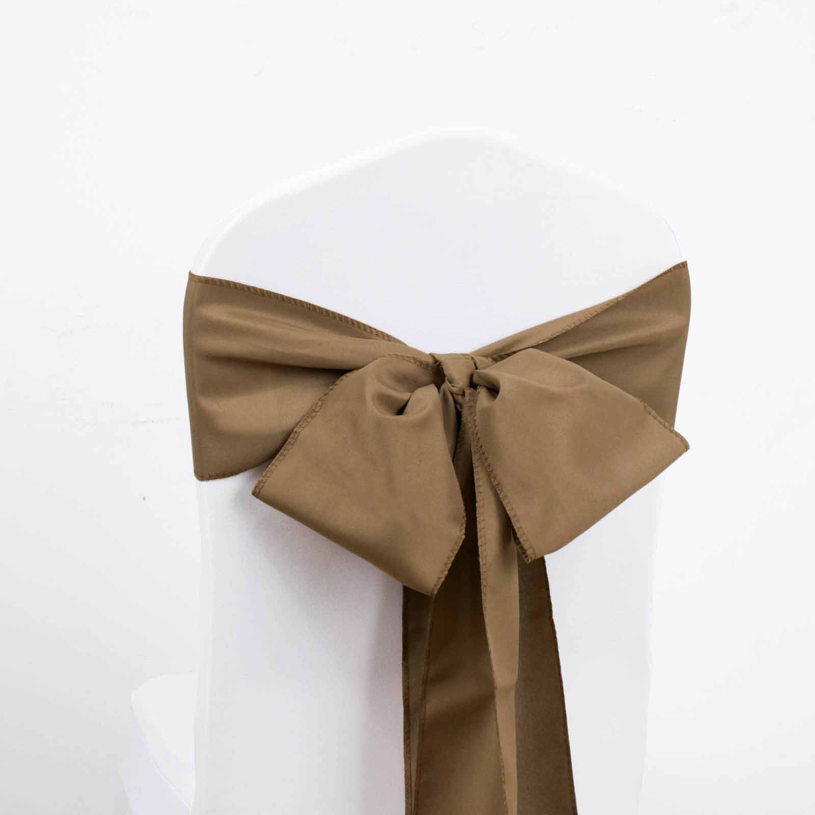 5 Pack Polyester Chair Sashes Taupe 6"x108"