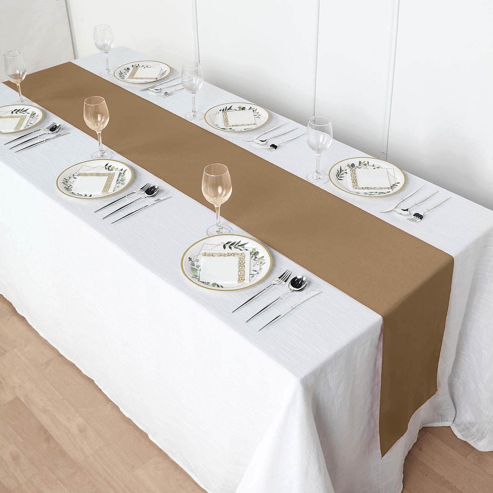 Polyester 12"x108" Table Runner Taupe - Durable & Wrinkle-Resistant Table Decor