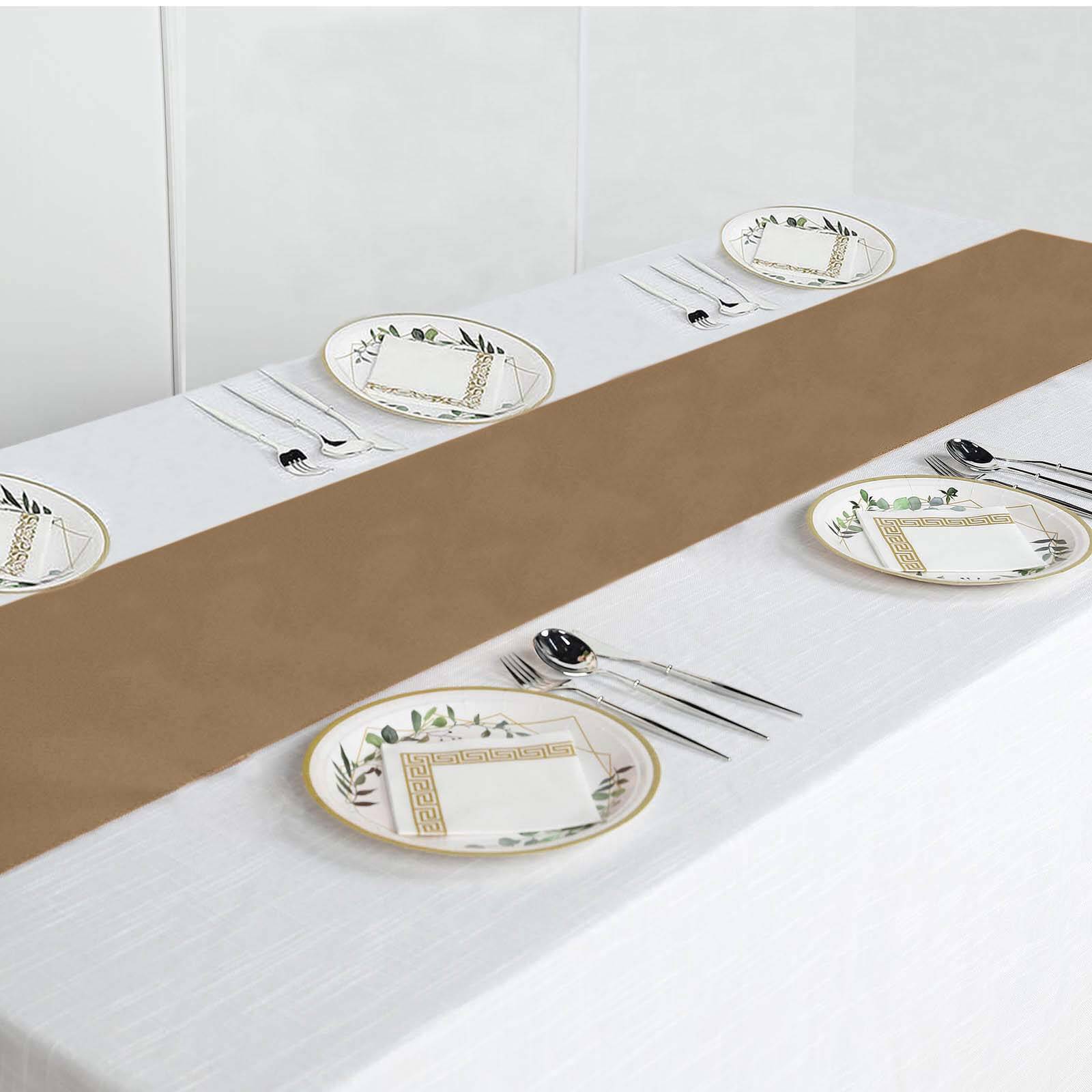 Polyester 12"x108" Table Runner Taupe - Durable & Wrinkle-Resistant Table Decor