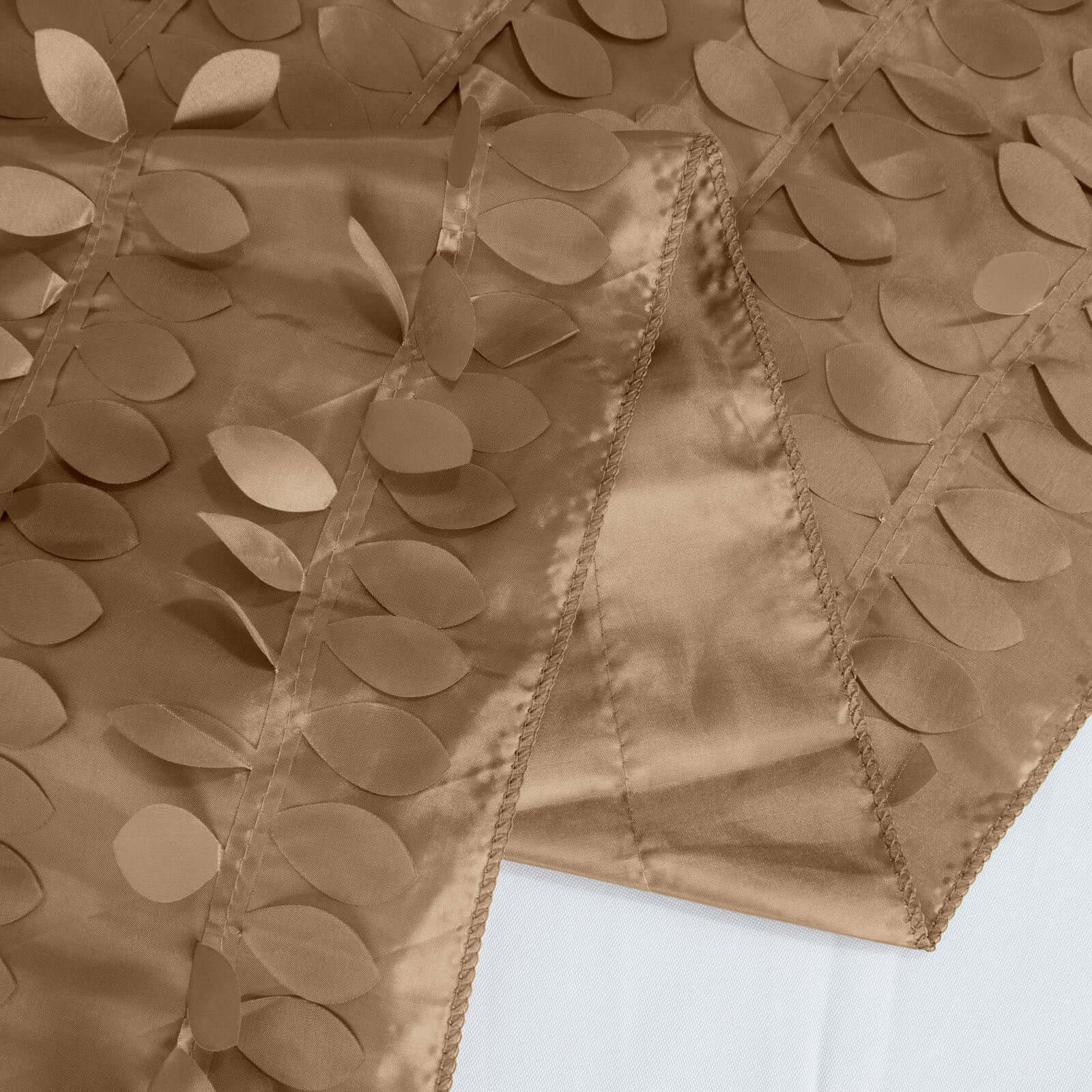 Taffeta Fabric 12"x108" Table Runner Taupe - 3D Leaf Petal Design