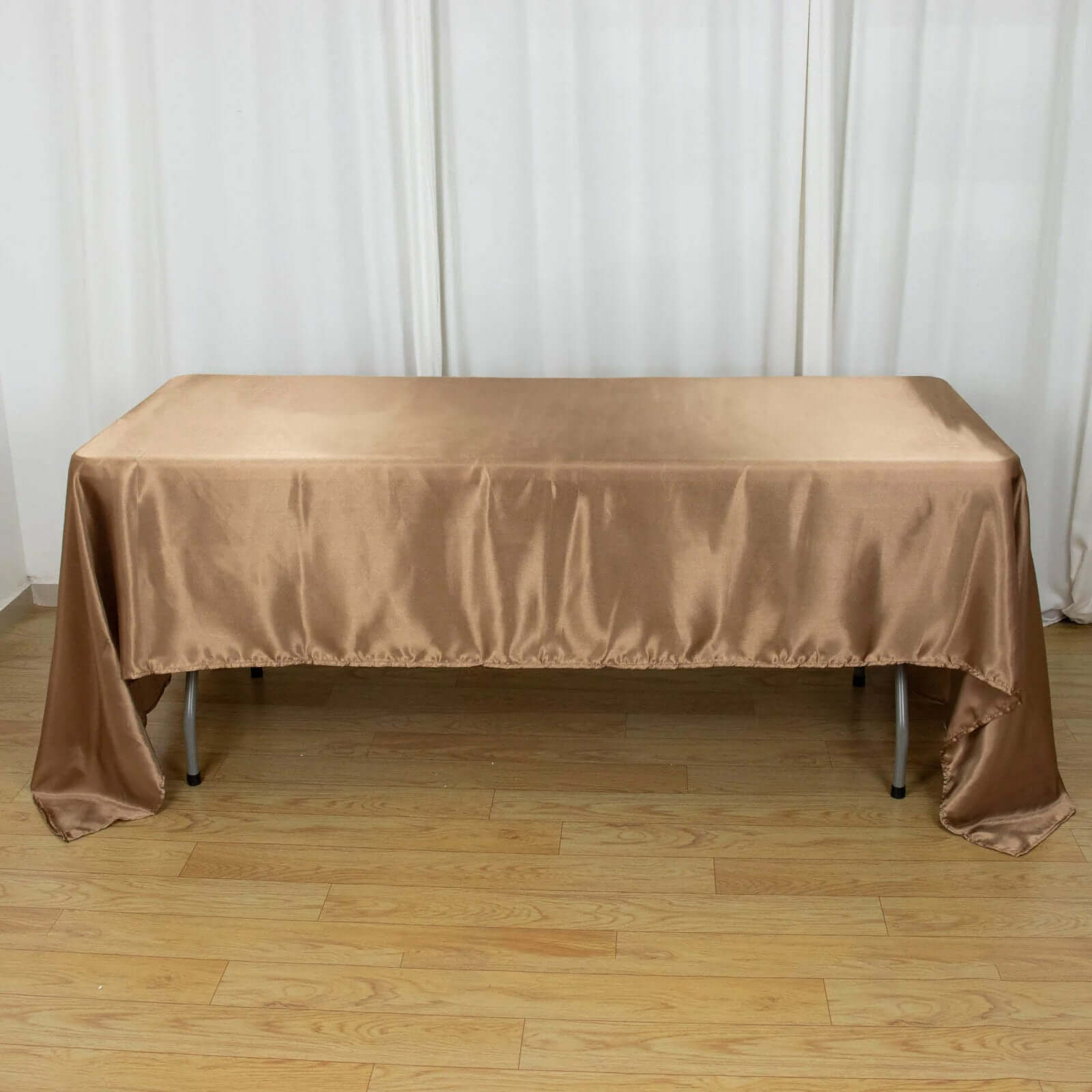 Satin Rectangular 60"x126" Tablecloth Taupe - Smooth and Lustrous Table Cover