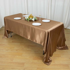 Satin Rectangular 60"x126" Tablecloth Taupe - Smooth and Lustrous Table Cover