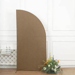 7ft Matte Taupe Spandex Half Moon Chiara Backdrop Stand Cover, Custom Fitted Wedding Arch Cover