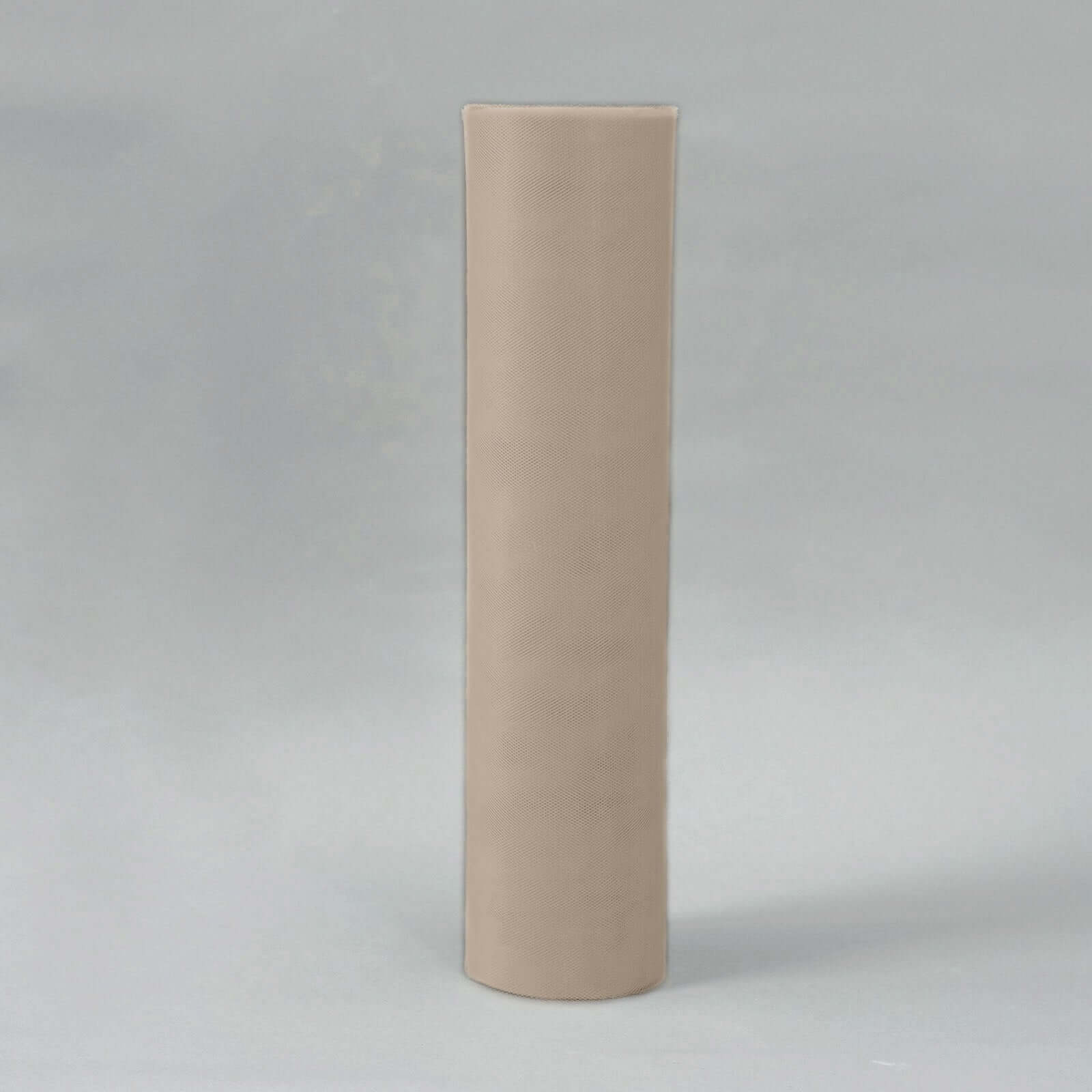 18"x100 Yards Taupe Tulle Fabric Bolt, Sheer Fabric Spool Roll For Crafts
