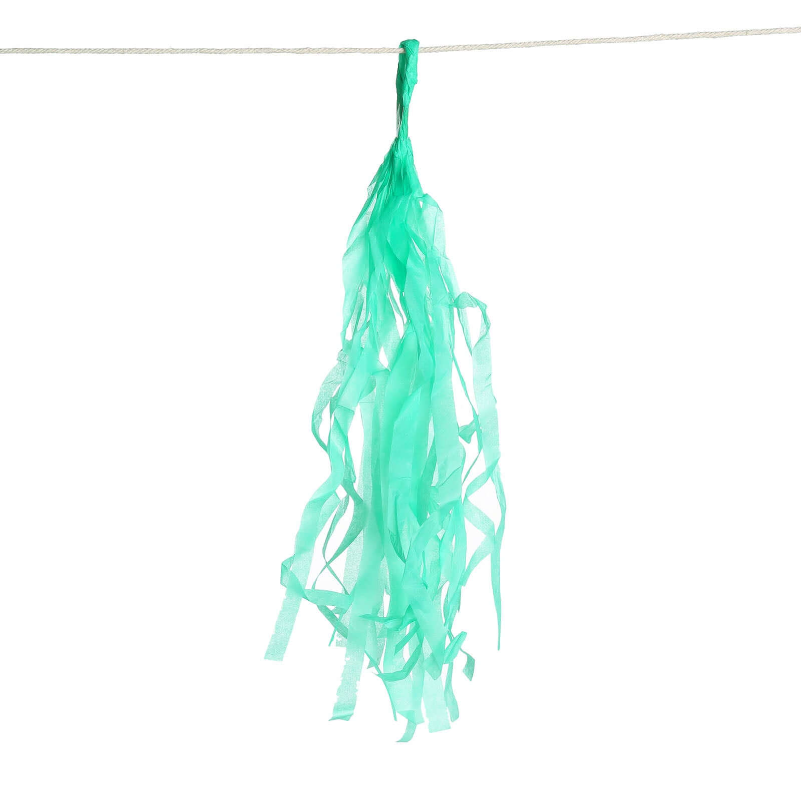 12 Pack Pre-Tied Teal Tissue Paper Tassel Garland With String, Hanging Fringe Party Streamer Backdrop Decor