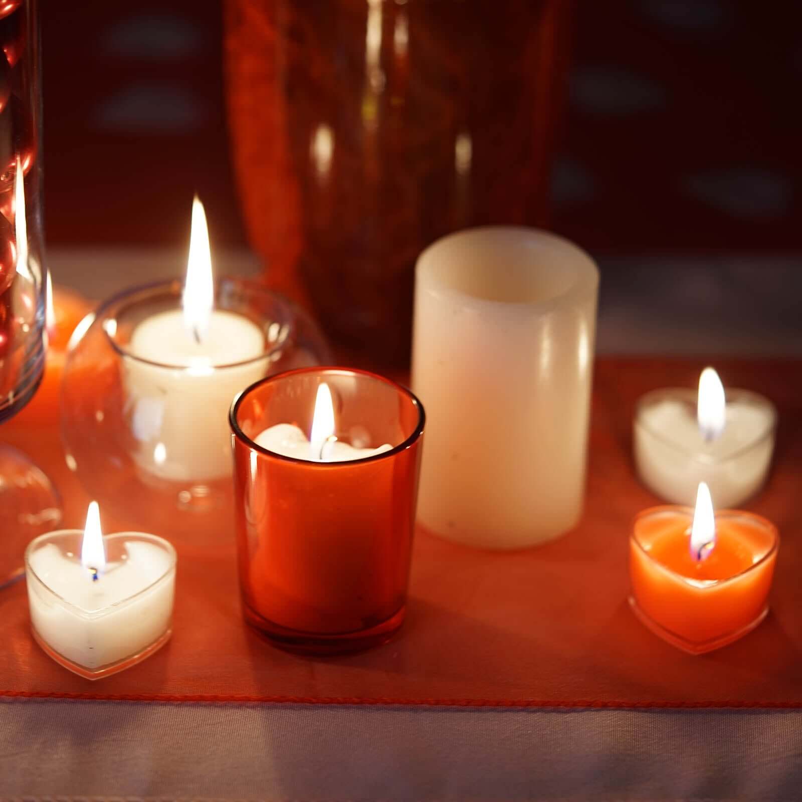12-Pack Tealight Candles Heart Shaped Design White - Valentines Decor for Romantic Settings Mini