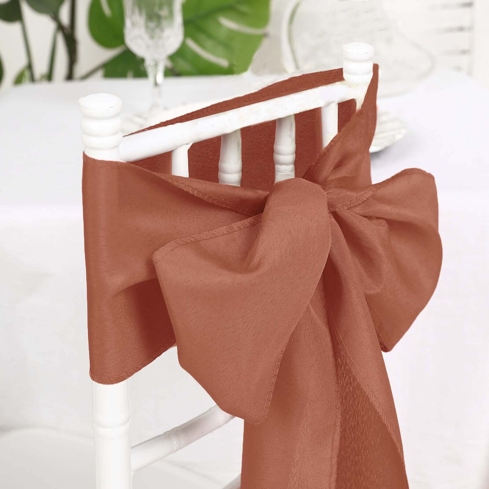 5 Pack Polyester Chair Sashes Terracotta (Rust) 6"x108"