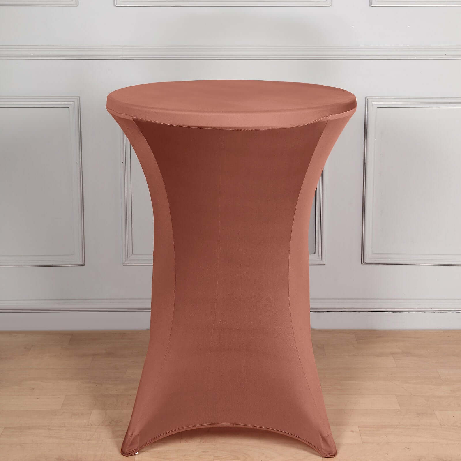 Spandex 24"-32" Round Cocktail Table Cover Terracotta (Rust) - Easy to Maintain Stretch Fitted Highboy Tablecloth