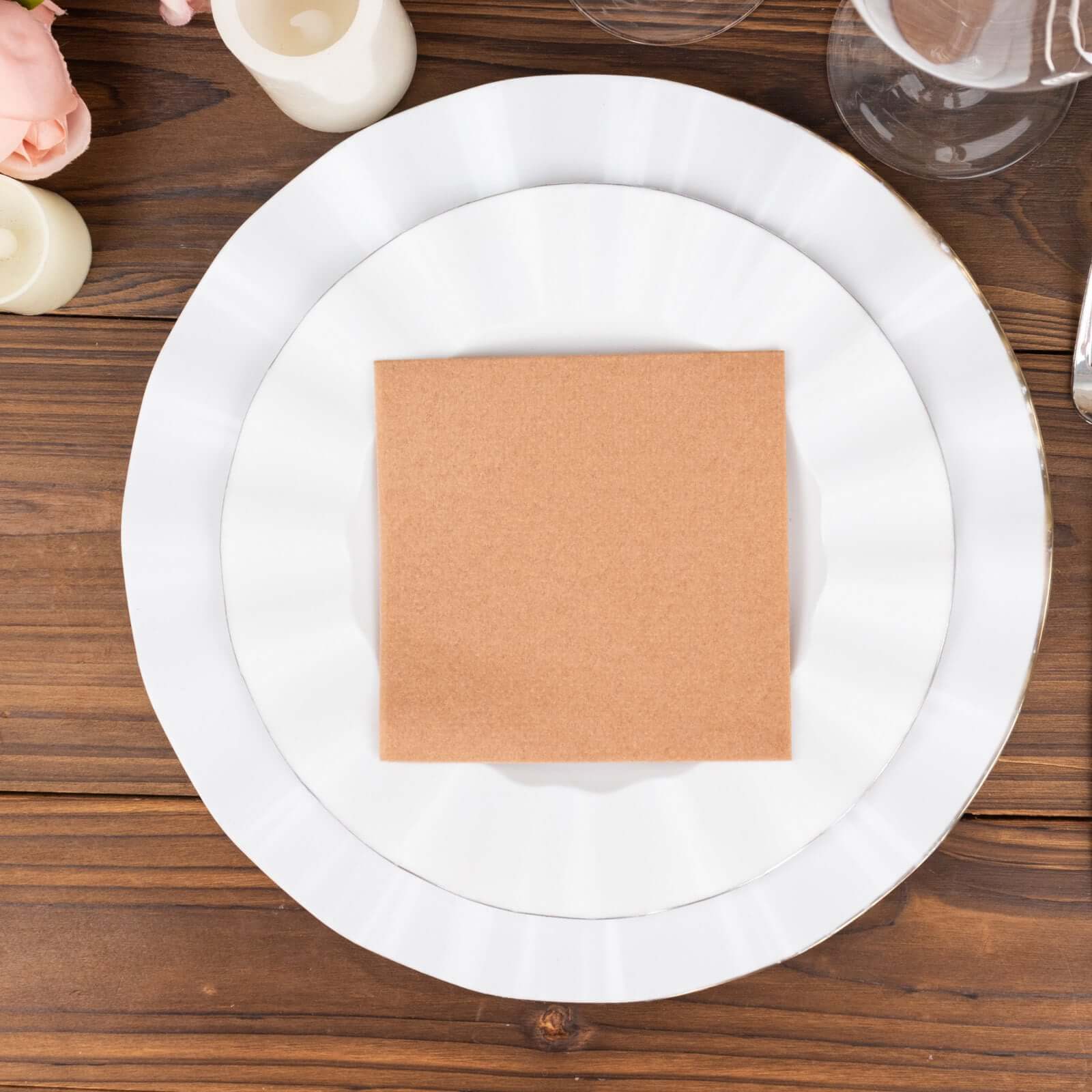 20-Pack Paper Linen-Like Cocktail Napkins Terracotta (Rust) - Disposable 5"x5" Airlaid Soft Napkins