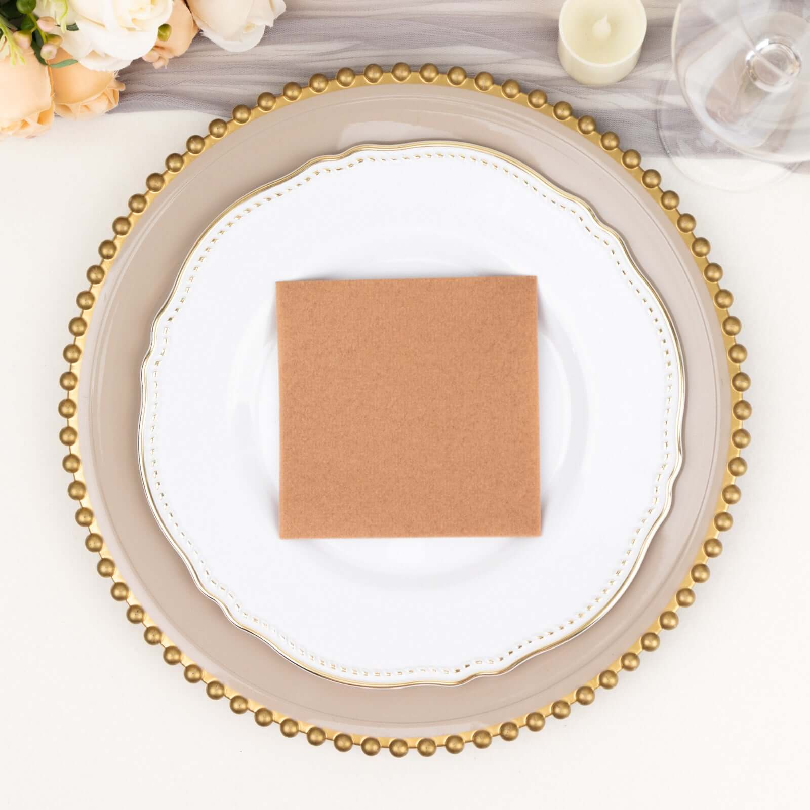 20-Pack Paper Linen-Like Cocktail Napkins Terracotta (Rust) - Disposable 5"x5" Airlaid Soft Napkins