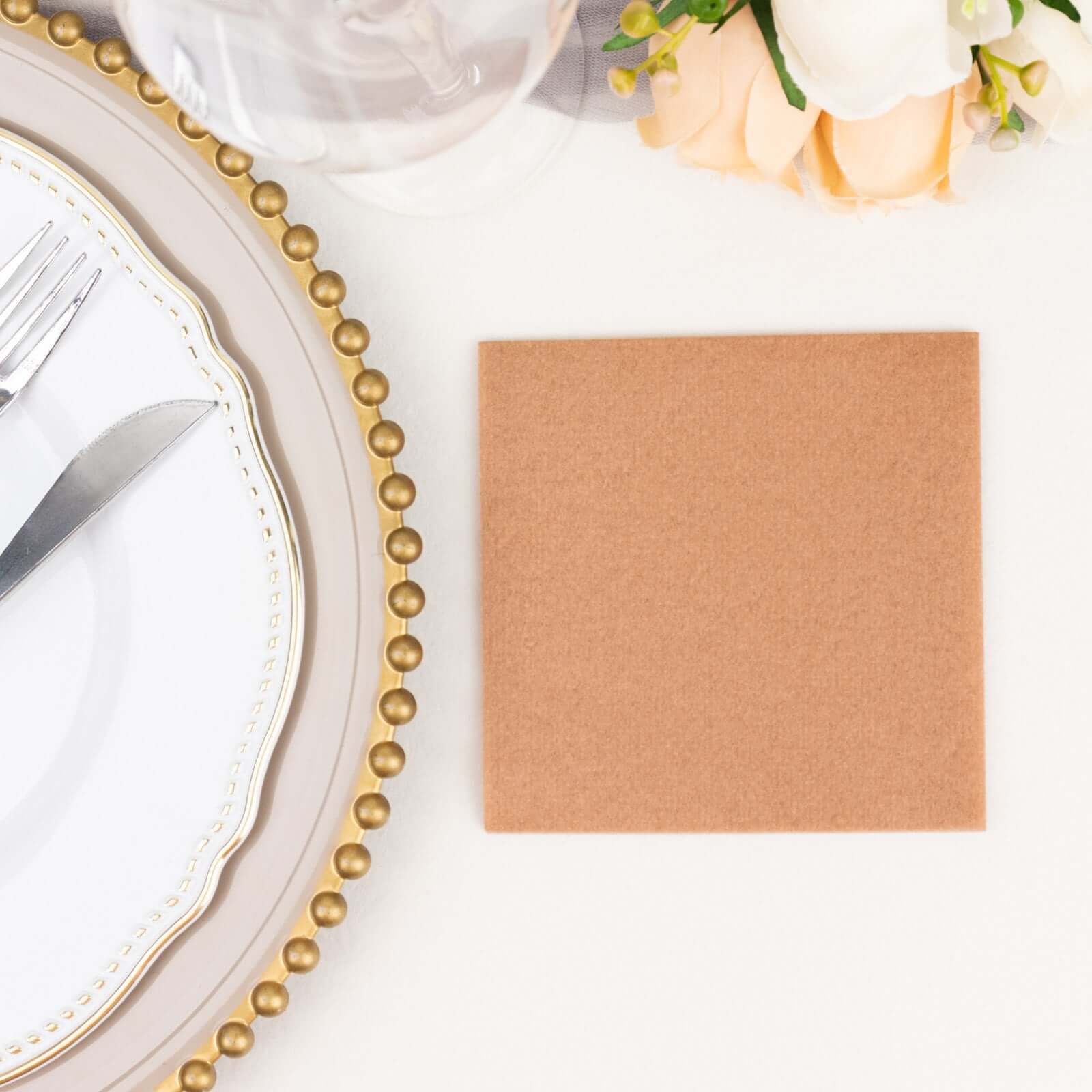 20-Pack Paper Linen-Like Cocktail Napkins Terracotta (Rust) - Disposable 5"x5" Airlaid Soft Napkins