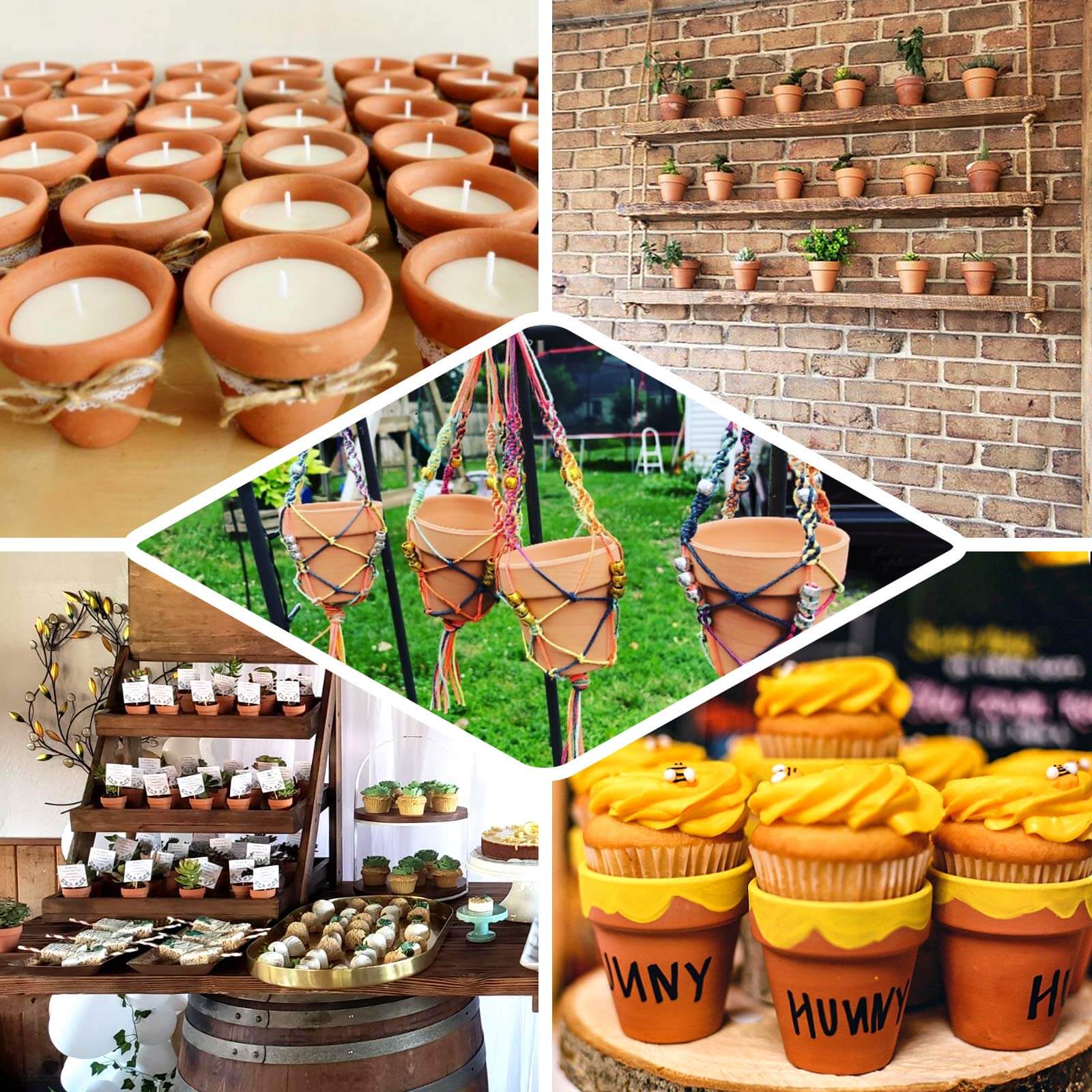 24-Pack Favor Buckets Mini Terracotta Pots Rust Design - Ceramic Clay Planters for Succulents and Cactus 2.5"