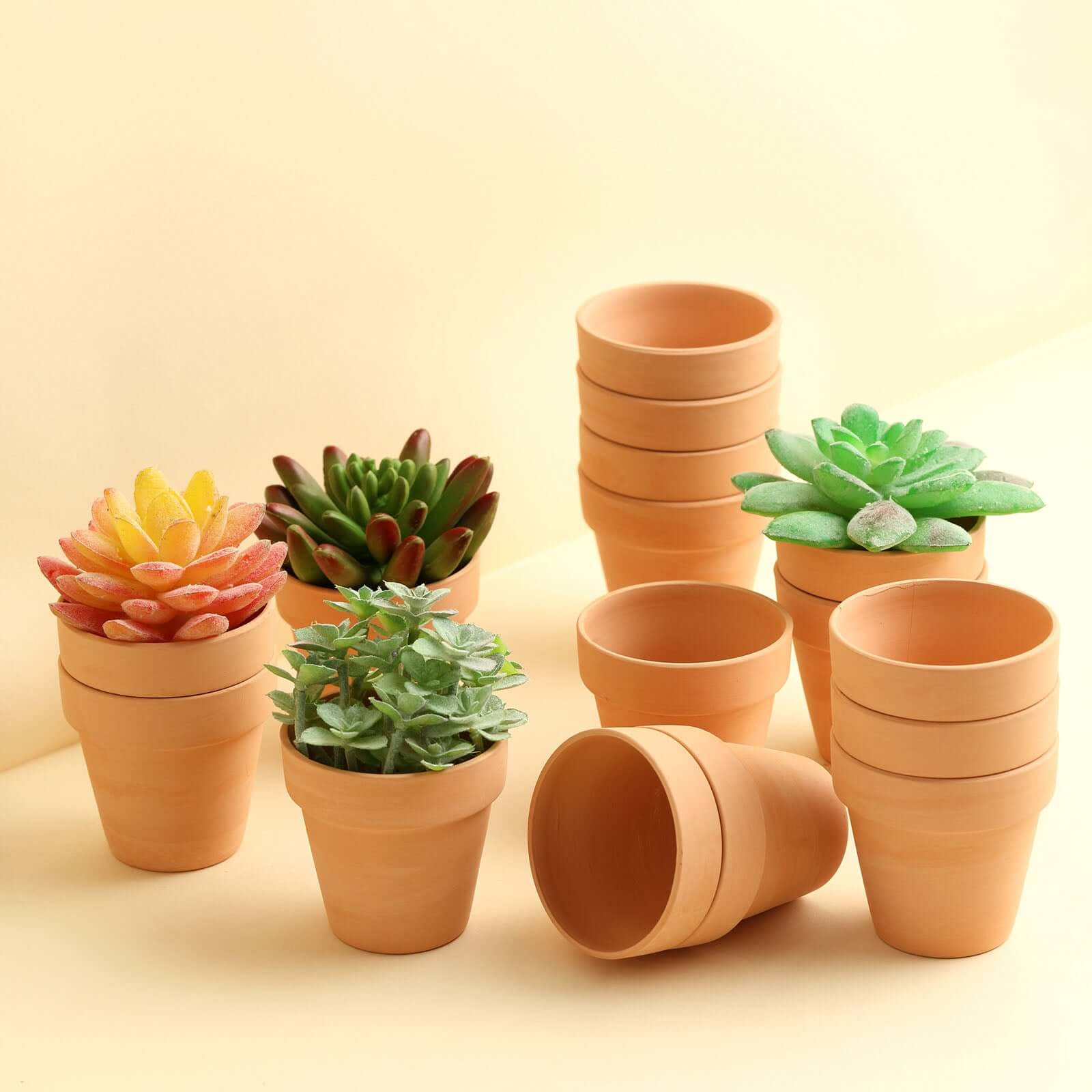 24-Pack Favor Buckets Mini Terracotta Pots Rust Design - Ceramic Clay Planters for Succulents and Cactus 2.5"