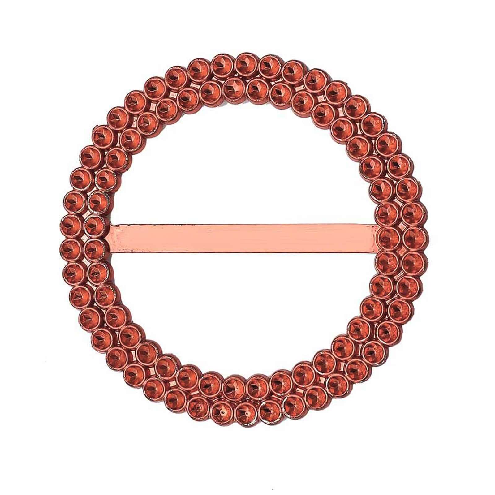 20 Pack Diamond Round Chair Sash Band Buckle Pins Terracotta (Rust) - Timeless Rhinestone Napkin Rings 2.5"