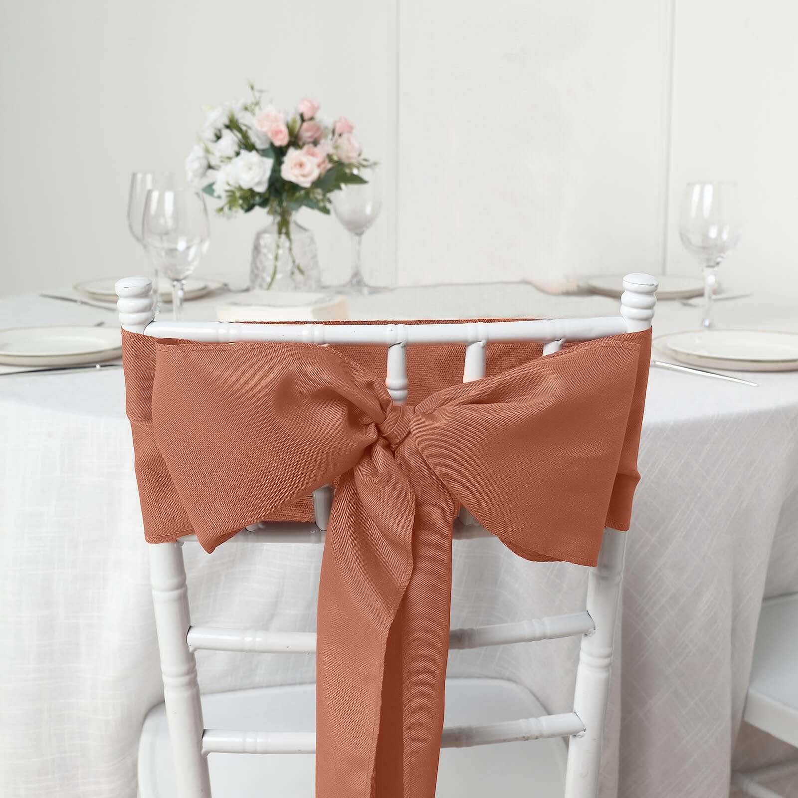 5 Pack Polyester Chair Sashes Terracotta (Rust) 6"x108"