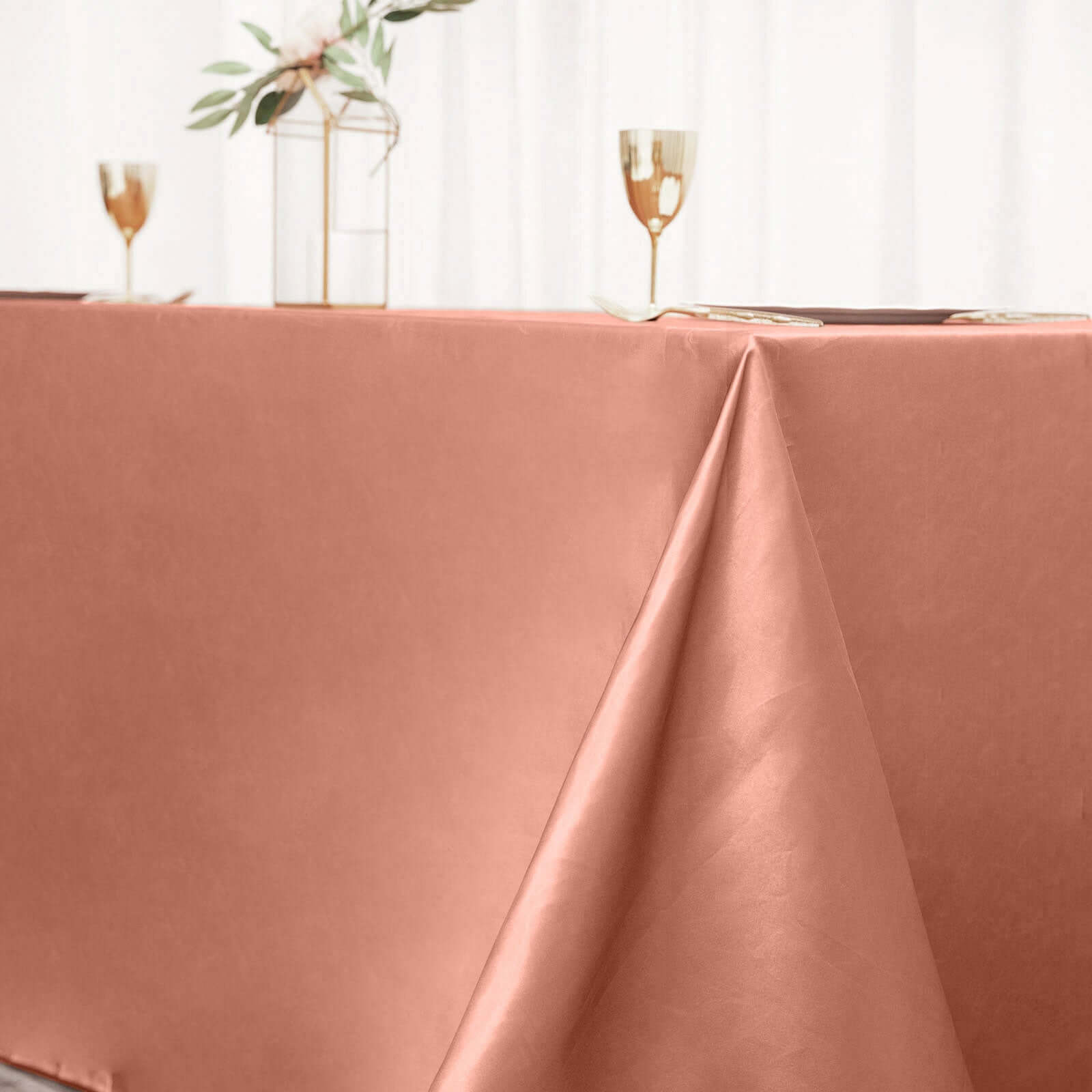 Satin Rectangular 90"x132" Tablecloth Terracotta (Rust) Satin - Seamless Table Cover
