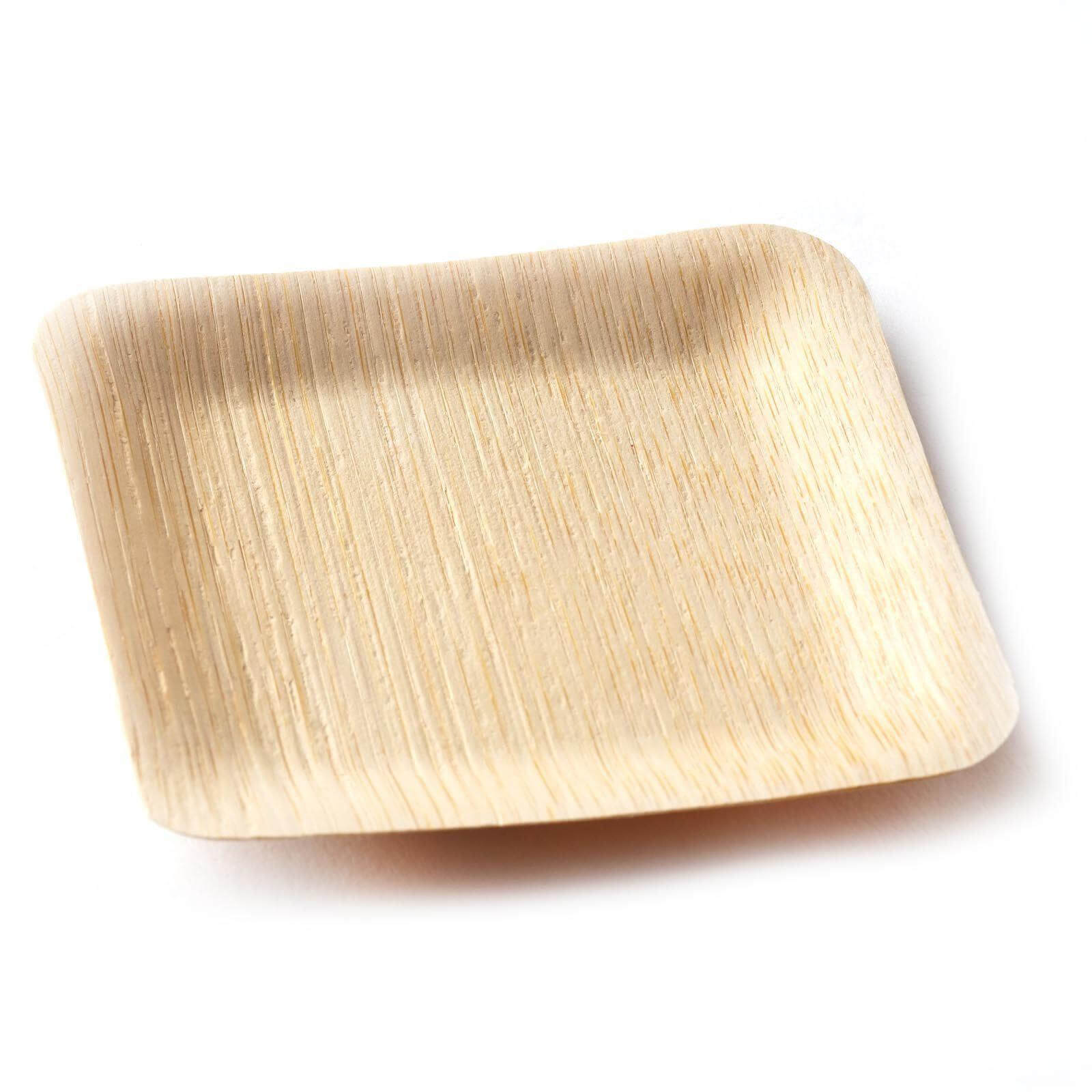 25-Pack Bamboo 3.5" Square Dessert Plates - Natural Eco Friendly Disposable Dinnerware for Farmhouse-Style Events, Parties & Gatherings