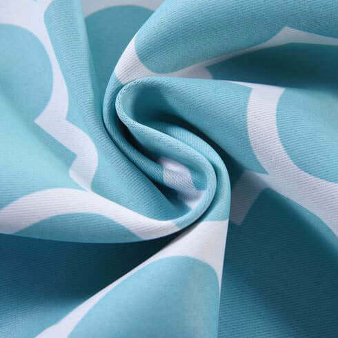 2 Pack Blue White Room Darkening Noise Canceling Curtain Panels With Grommet, Trellis Curtains 52"x84" - Clearance SALE