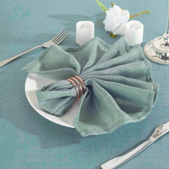 5 Pack Faux Linen 20"x20" Napkins Dusty Blue - Slubby Textured & Wrinkle Resistant Cloth Napkins