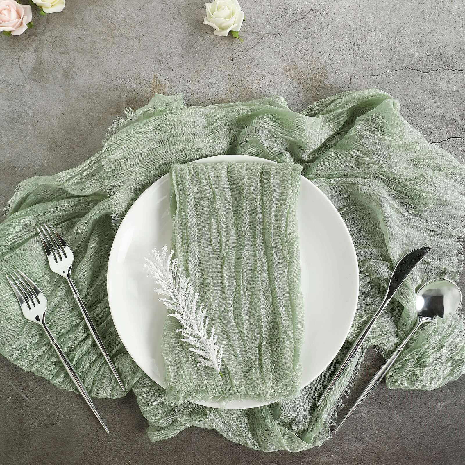 5 Pack Gauze Cheesecloth 24"x19" Napkins Sage Green Reusable Dinner Napkins