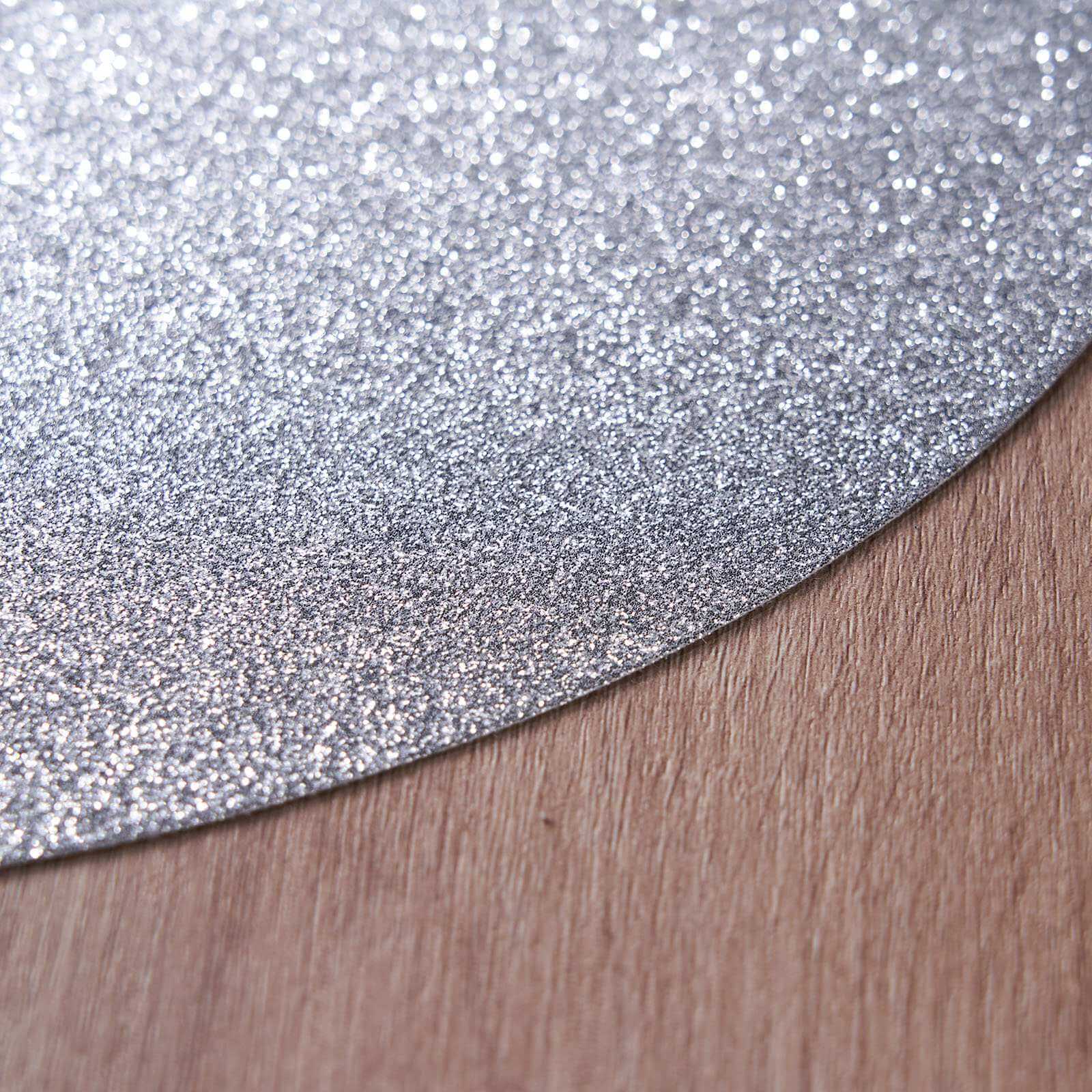 6-Pack Placemats Glitter Design Silver Sparkle Round - Non-Slip Decorative Dining Table Mats 13"