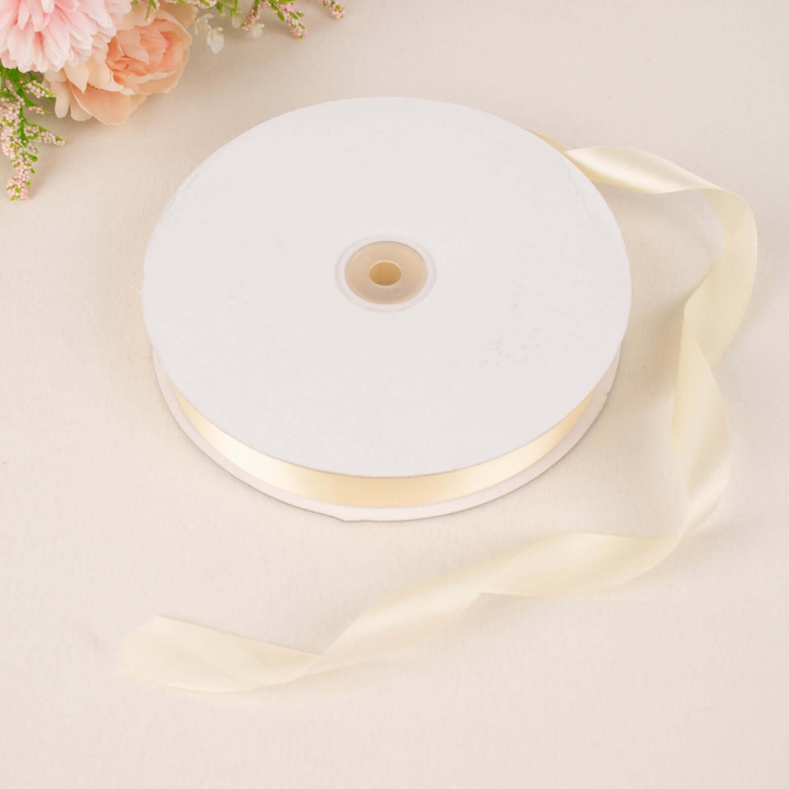 100 Yards 7 8" Ivory Single Face Decorative Satin Ribbon