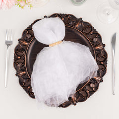 5 Pack Crinkled Organza 21"x21" Napkins White - Classy Rustic Style Dinner & Party Napkins