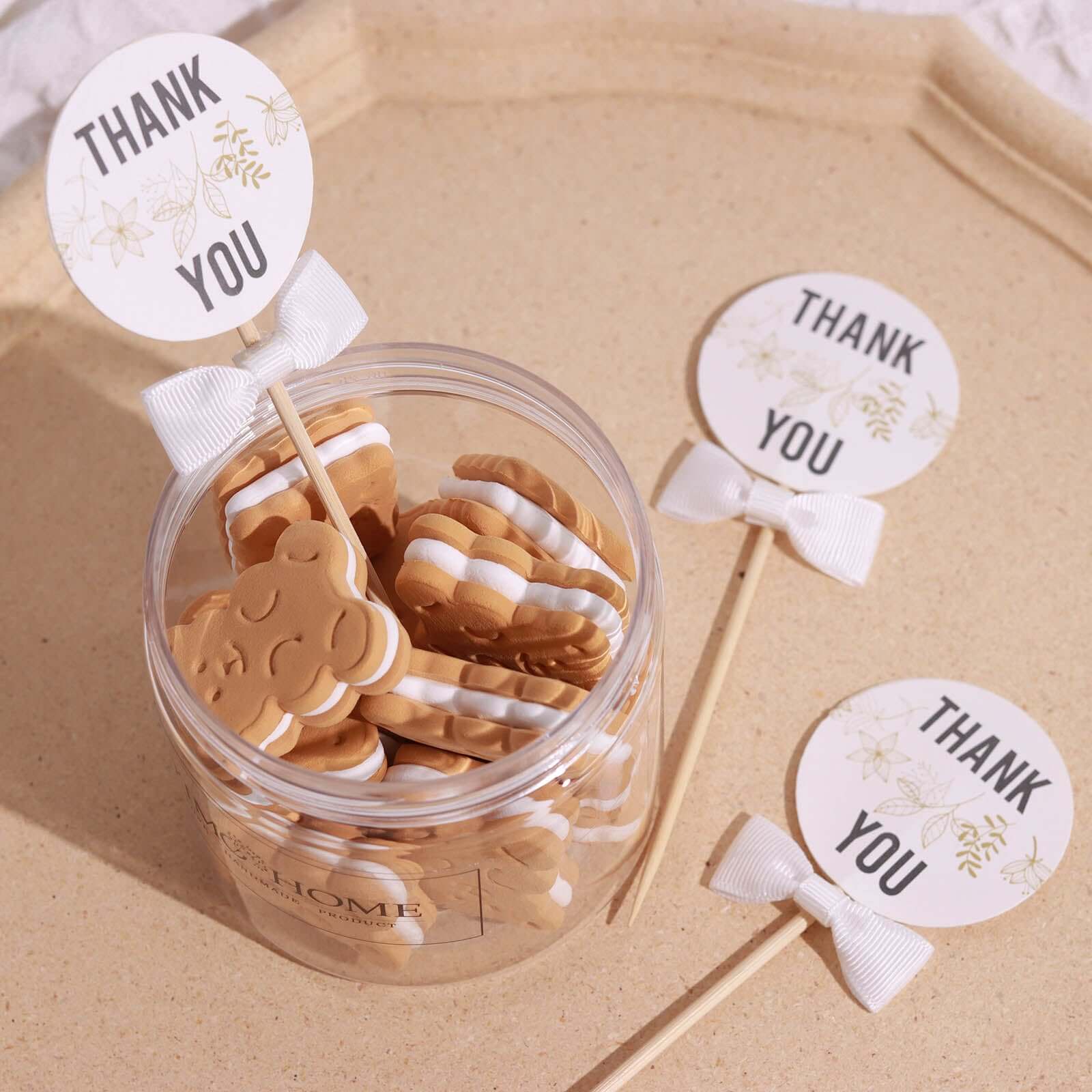 50 Pcs 1.5" White Grosgrain Pre Tied Ribbon Bows, Gift Basket Party Favor Bags Decor - Polyester