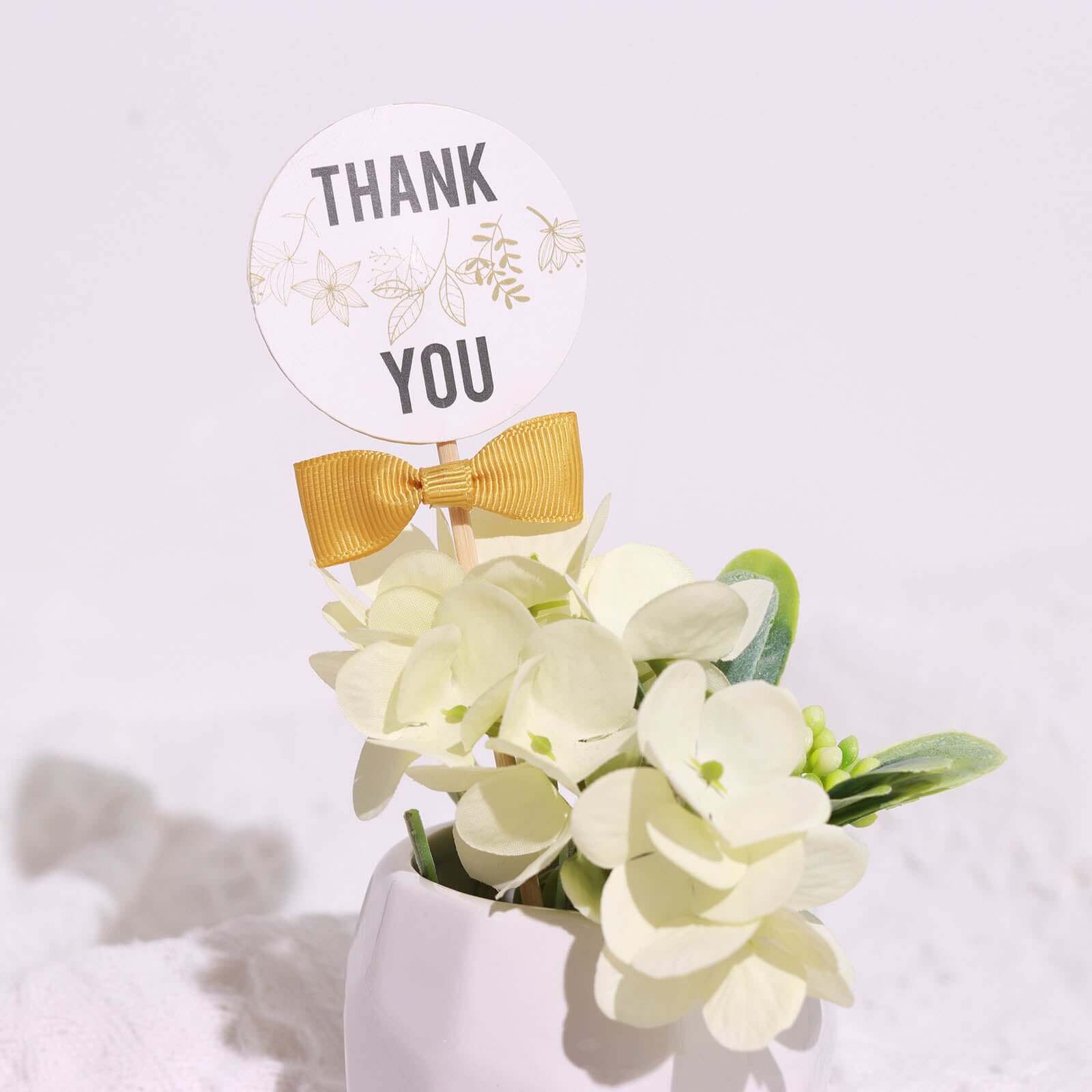 50 Pcs 1.5" Gold Grosgrain Pre Tied Ribbon Bows, Gift Basket Party Favor Bags Decor - Polyester