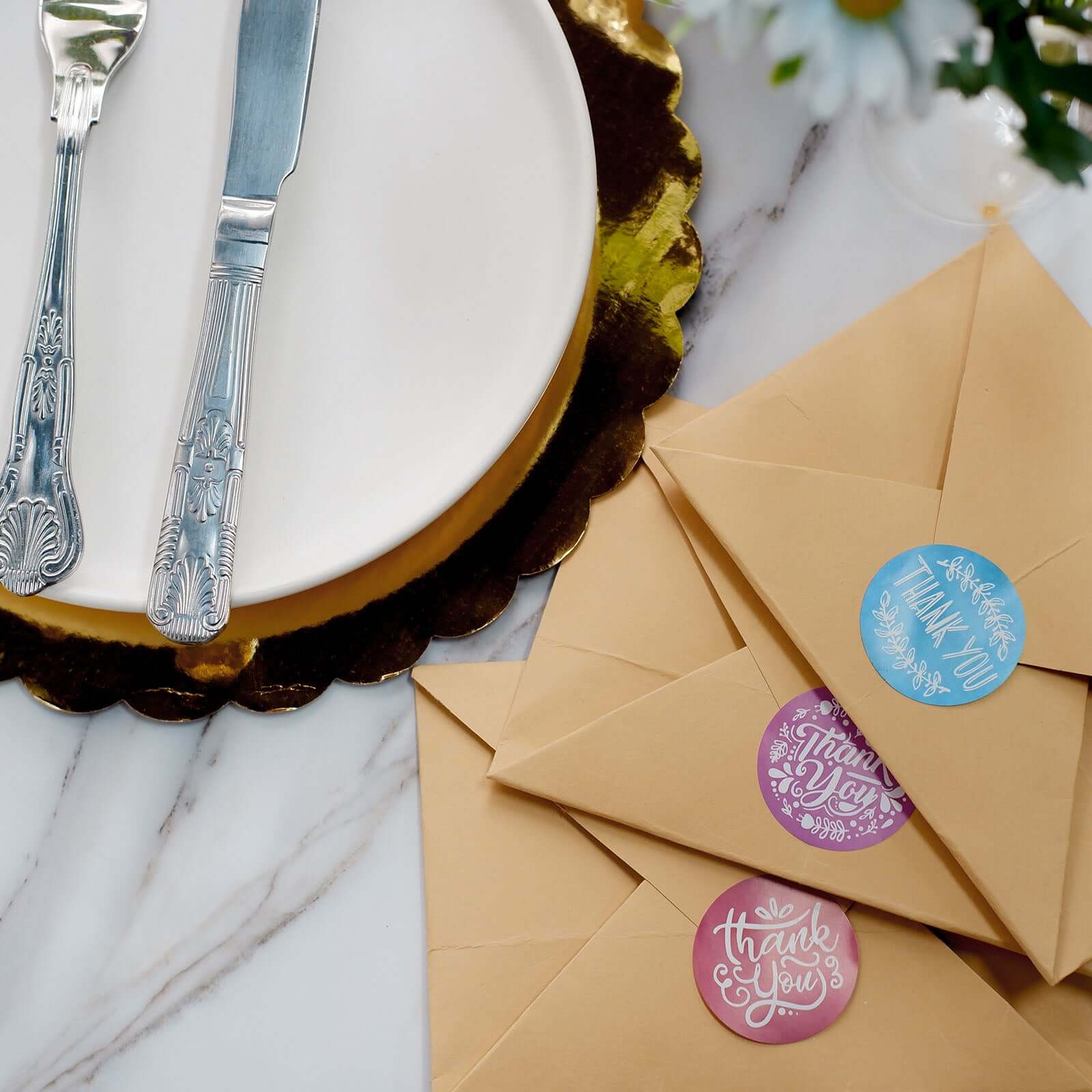 1000Pcs 1.5" Thank You Assorted Styles Sticker Rolls, Labels and Seals For DIY Envelope - Round