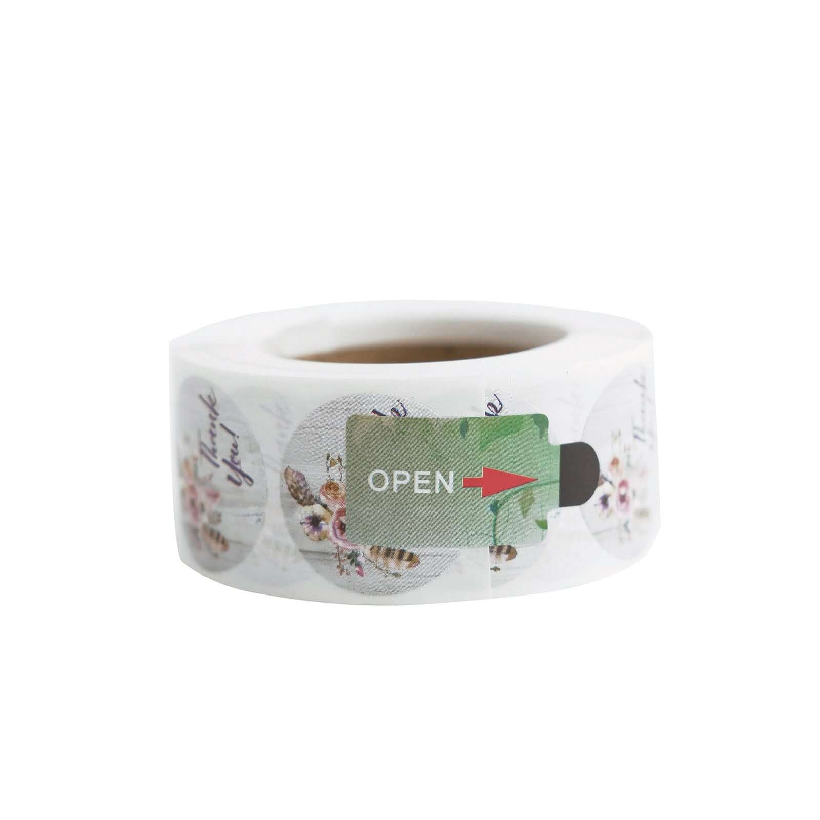 500Pcs 1" Thank You Rustic Floral Boho Chic Stickers Roll, Labels For DIY Envelope Seal - Round