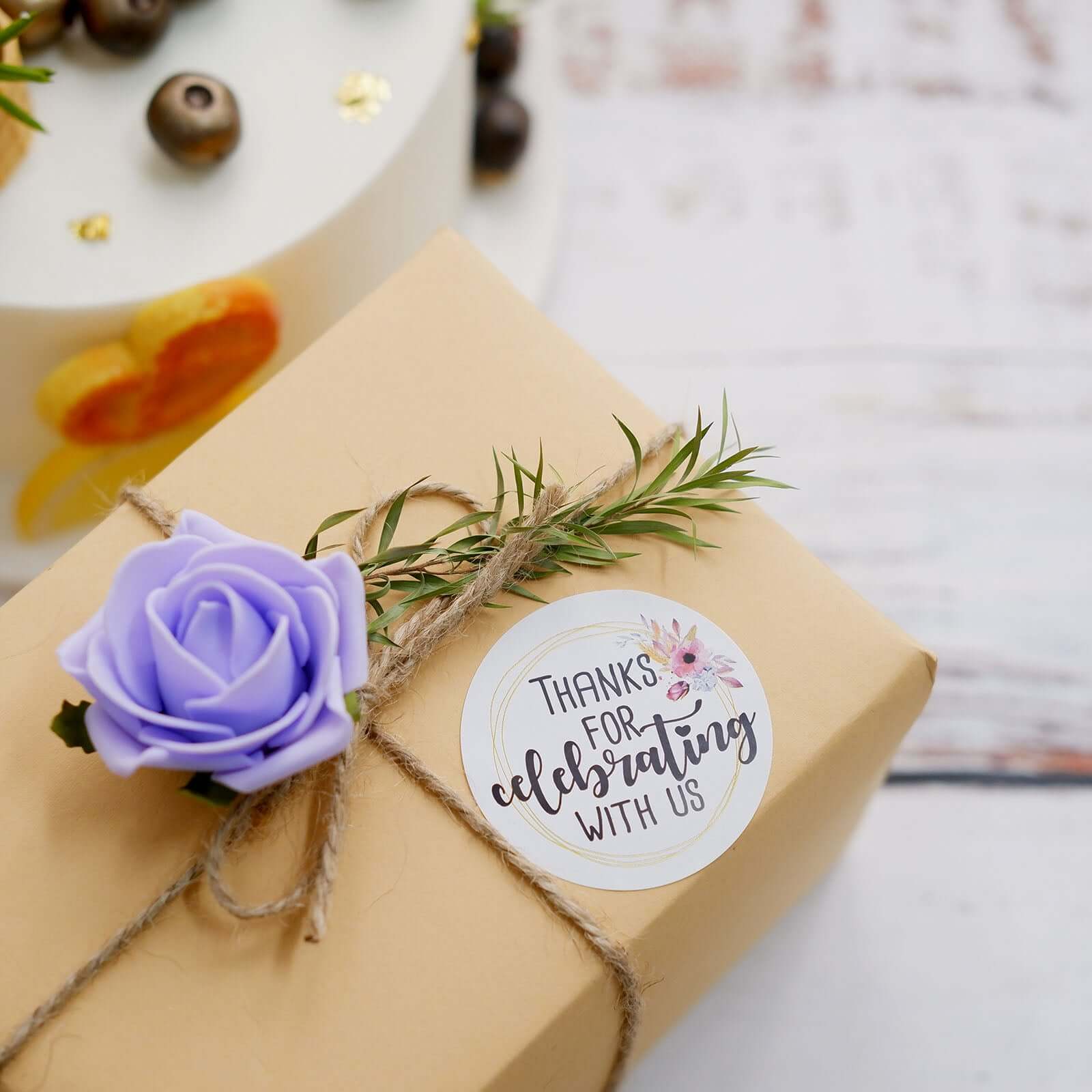 500Pcs 2" Thanks for celebrating with Us Stickers Roll, Labels for Envelops Seal and Wedding Favors - Round